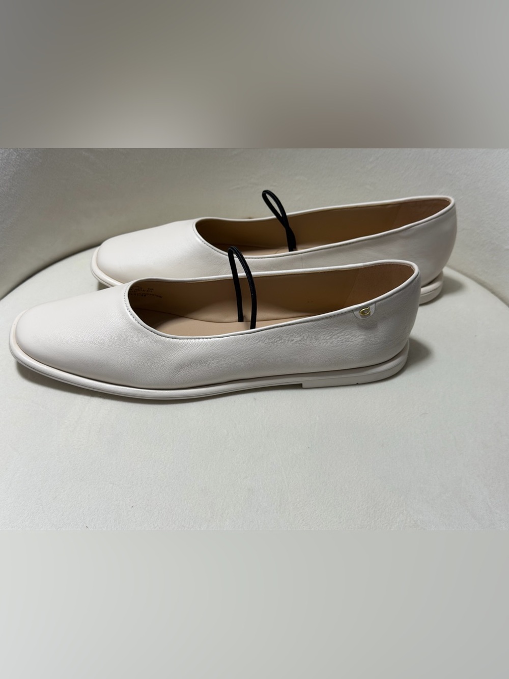 NWOB Coach Emilia Mary Jane Square Toe Leather Ballet Flats Chalk Ivory 10 - Picture 4 of 8